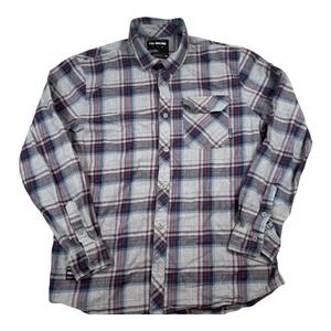 Fox‎ Racing Shirt Mens XL Blue Red Gray Plaid Flannel Long Sleeve